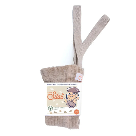 Silly Silas Granny Teddy Footless Strumpfhose mit Träger in Peanut Blend