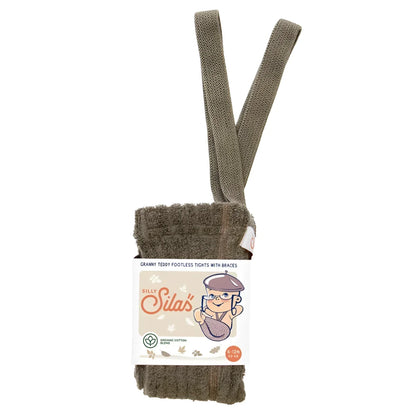 Silly Silas Granny Teddy Footless Strumpfhose mit Träger in Seaweed Brown