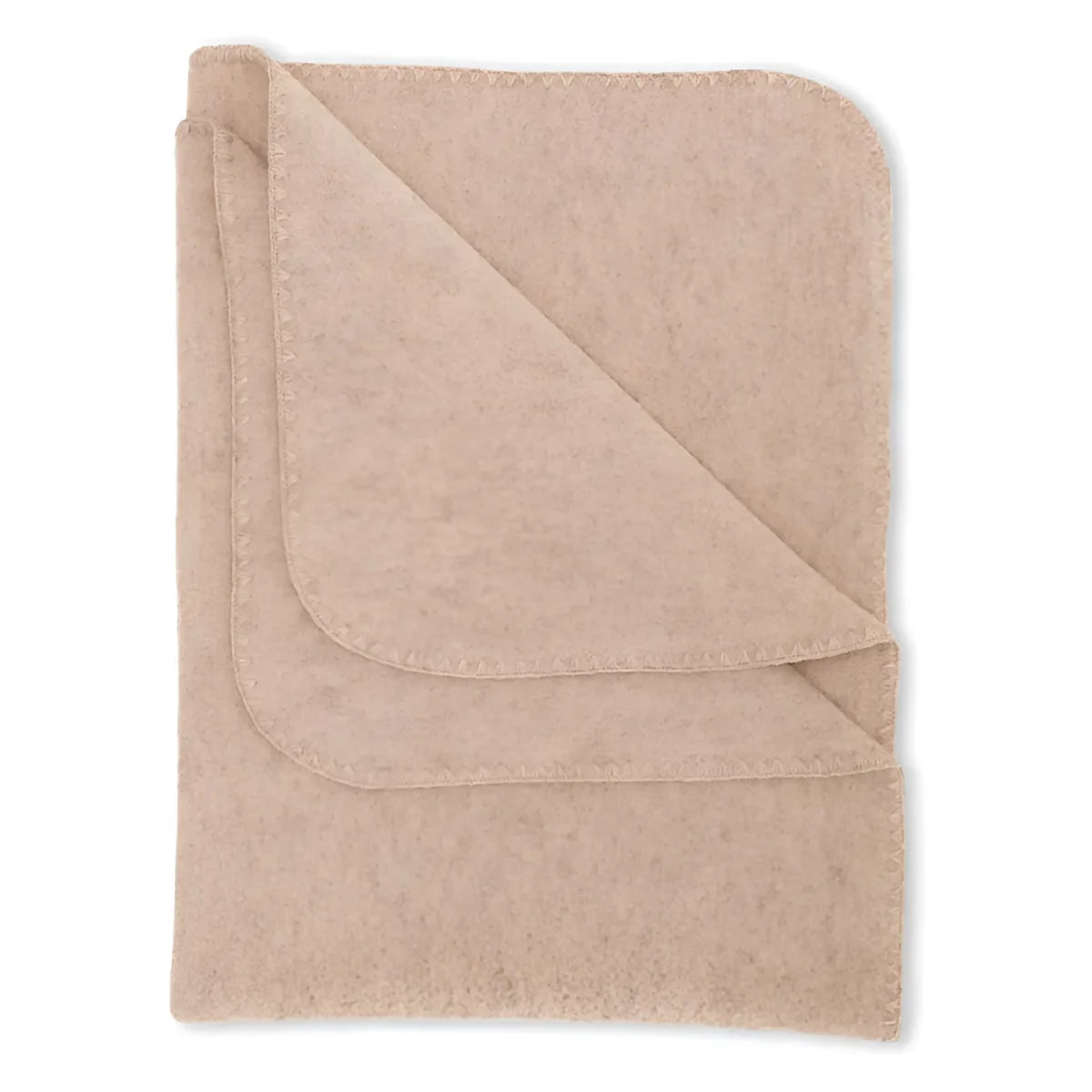 Beige Fleece-Decke mit umgeklapptem Eck in sand melange für gemütliche Abende