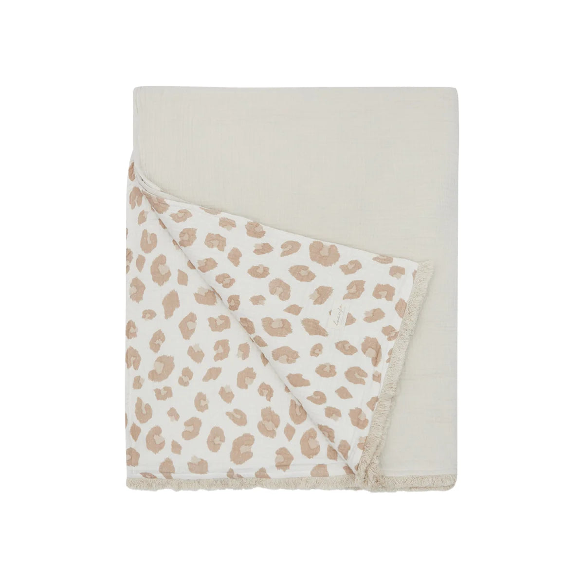 Leevje Grosse Tagesdecke zum Wenden in Leoprint + Cappuccino