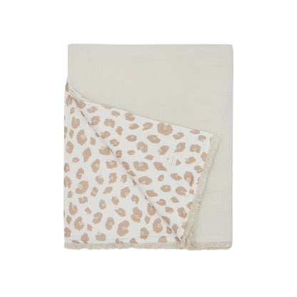 Leevje Grosse Tagesdecke zum Wenden in Leoprint + Cappuccino