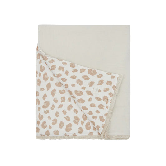 Leevje Grosse Tagesdecke zum Wenden in Leoprint + Cappuccino