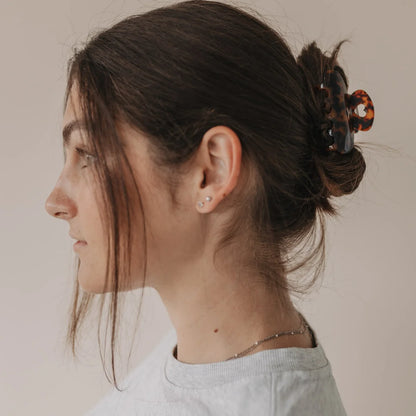 Haarspange maxi Herz in Amber mit Schildpattmuster für Dutt