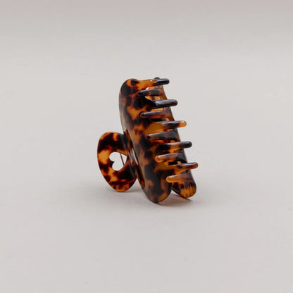 Glossige Haarspange maxi Herz in Amber Tortoiseshell-Muster
