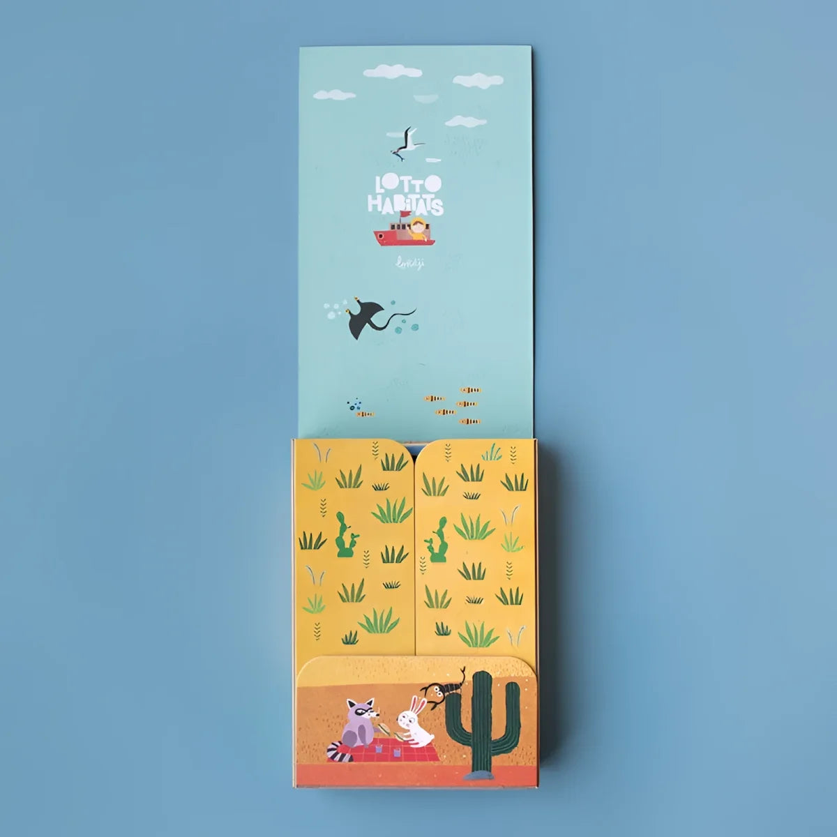 Buntes Pastell-Portemonnaie Habitats Lotto mit Ozean, Kaktus und Wüstenmotiven