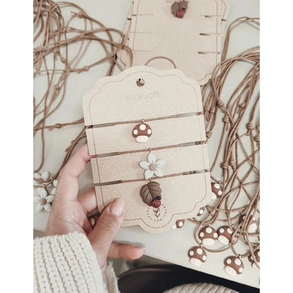 Holz Schmuck-Organizer mit Pilz-Dekoration für Halsketten 3 Pack