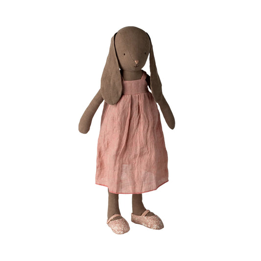Maileg Hase Grösse 3 in weichen Naturstoffen, Braun mit rosa Kleid