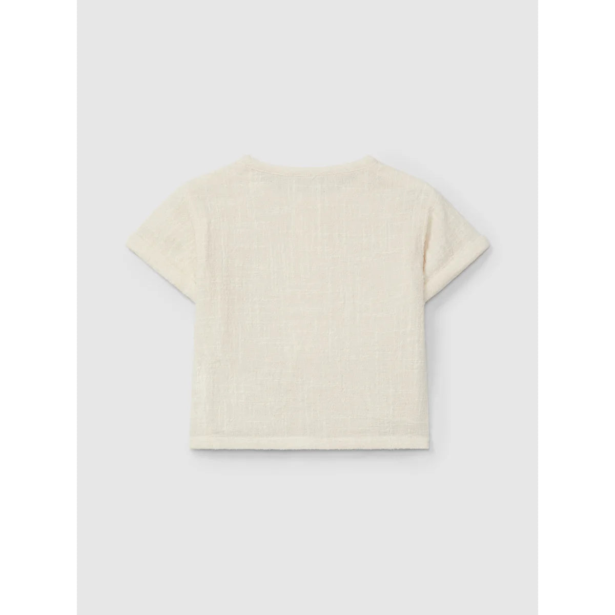 Cremfarbener, gerippter Strick-T-Shirt Hemd natur ungefärbt für stilvolle Outfits
