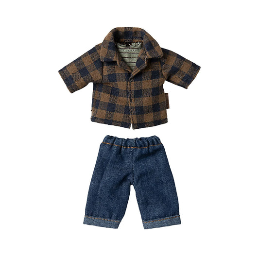 Miniaturiertes Karohemd und Jeanshose für Papa Maus in ansprechendem Design