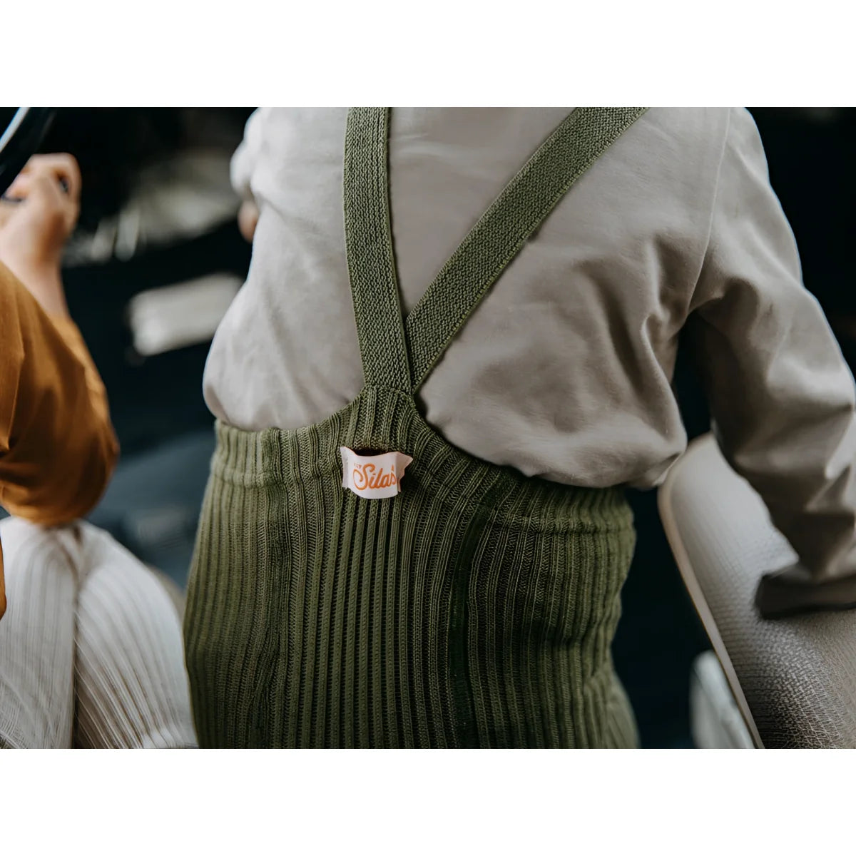 Grüne Corduroy Latzhosen mit Trägern im Produkt Hippy Footless Strumpfhosen mit Träger
