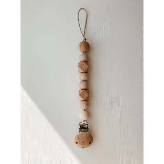 Holz Nuggikette in Quarz mit natürlichem Aussehen und Holzperlen für Schnuller