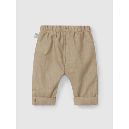 Beige Baby-Hose mit elastischem Bund und umgeschlagenen Säumen in Kaffeefarben