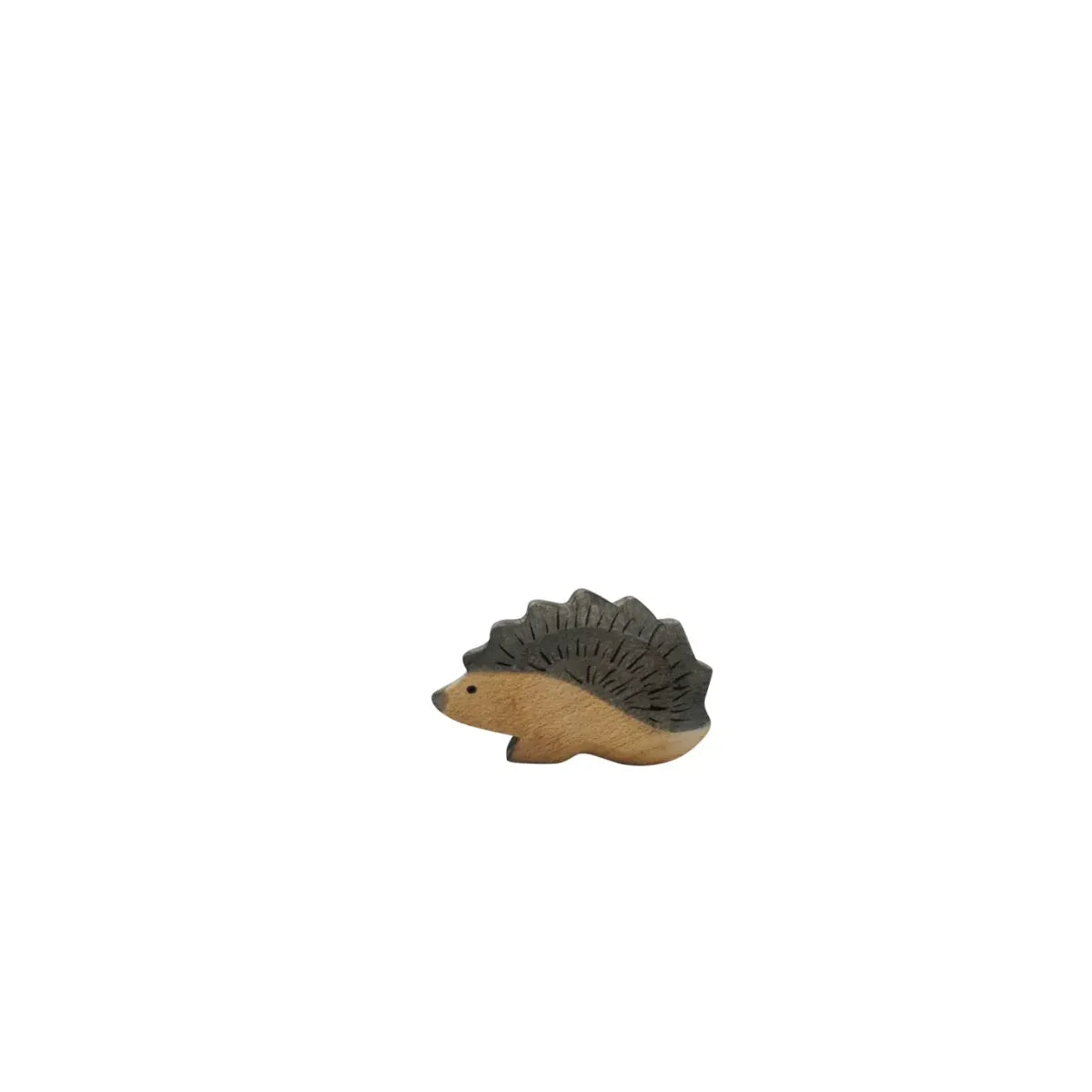 Holz-Hörnchenfigur Igel mit hellbraunem Körper und dunklen Stacheln