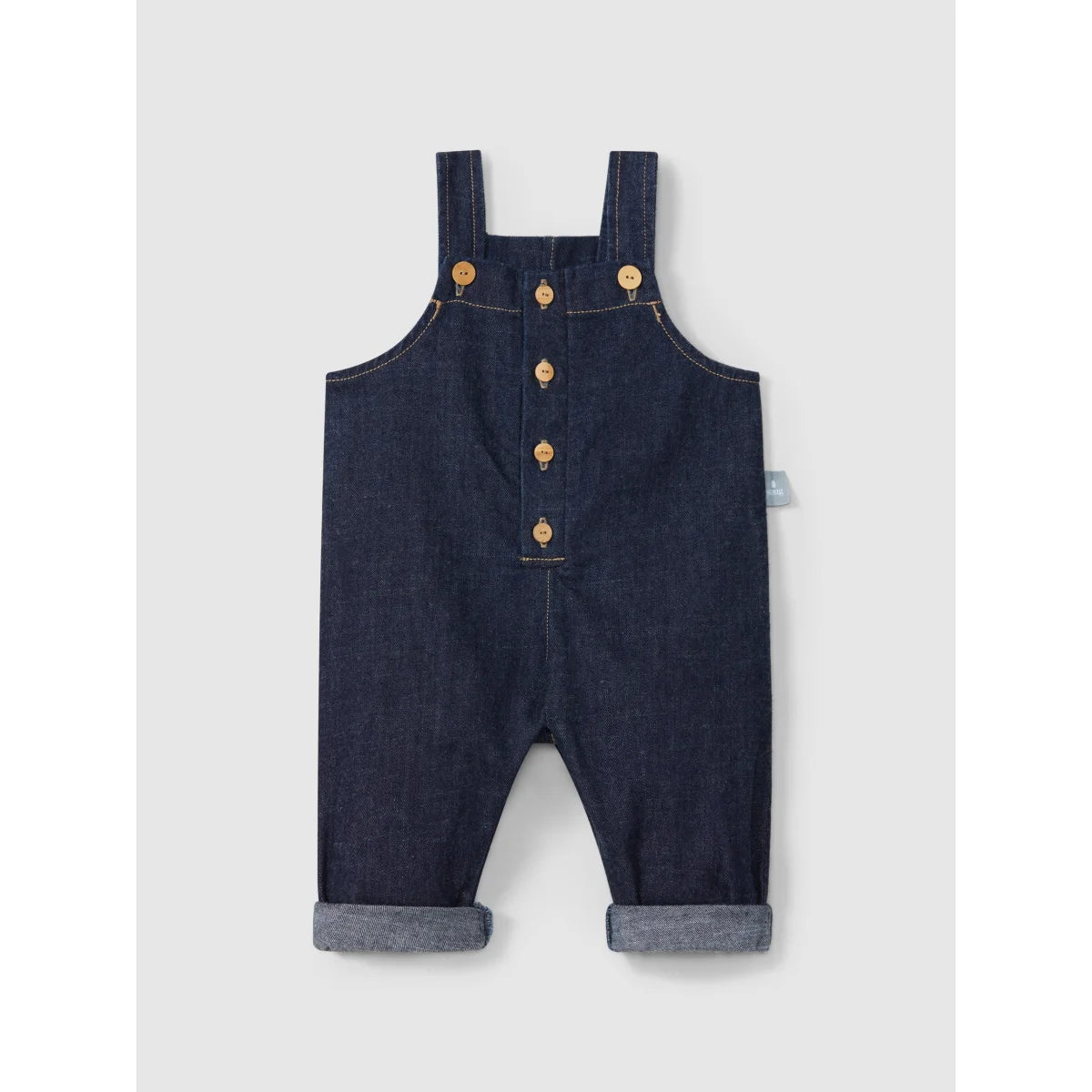 Dunkelblaue Denim-Babylatzhosen mit Knopfverschlüssen für stilvolle Kleinkinder