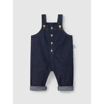 Dunkelblaue Denim-Babylatzhosen mit Knopfverschlüssen für stilvolle Kleinkinder