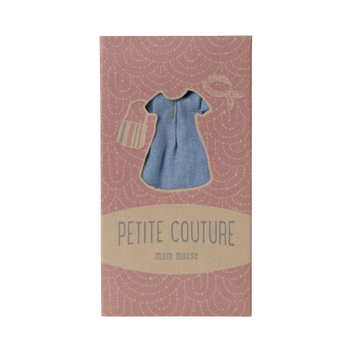 Zartes blaues Jeanskleid mit kurzen Ärmeln und Reißverschluss für Mama Maus von Petite Couture