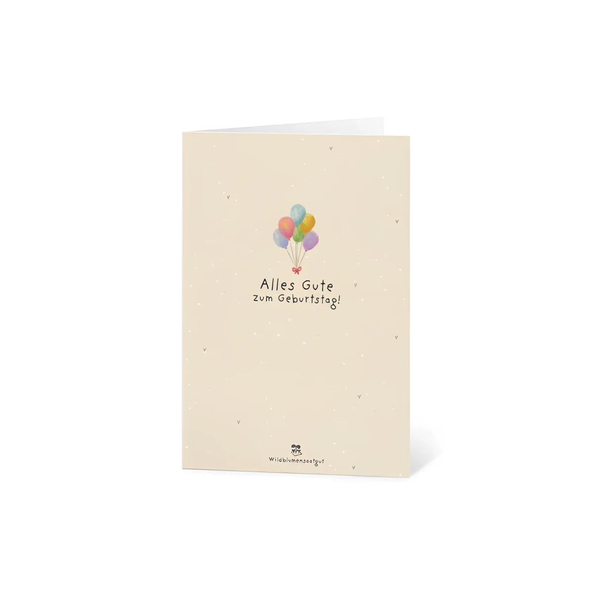 Cremefarbene Karte mit bunten Luftballons: Alles Gute zum Geburtstag
