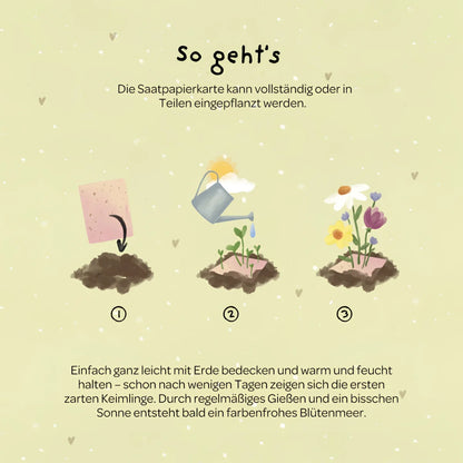 Rosa biologisch abbaubare samenpapier karte hurra du bist da für geburtstagsgrüße oder babyankündigungen