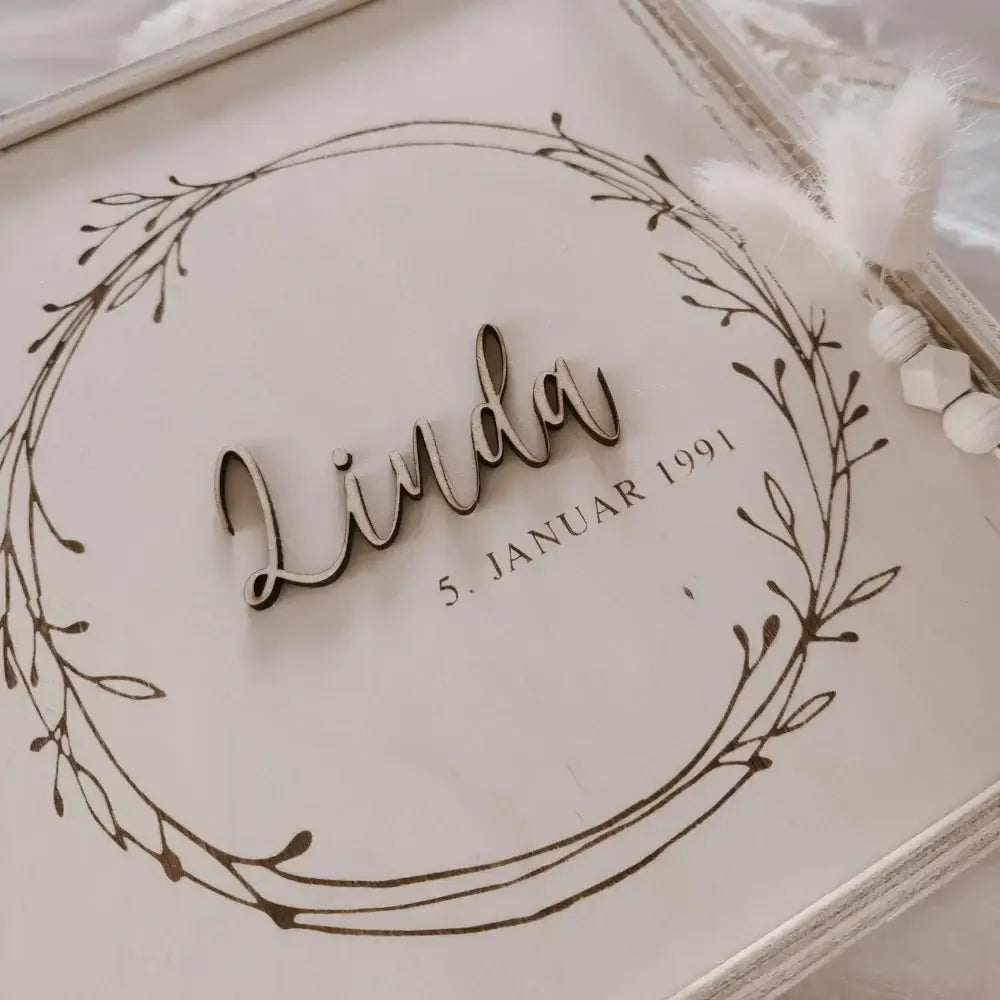 Keepsake box birch wood circle at Littlies + mums