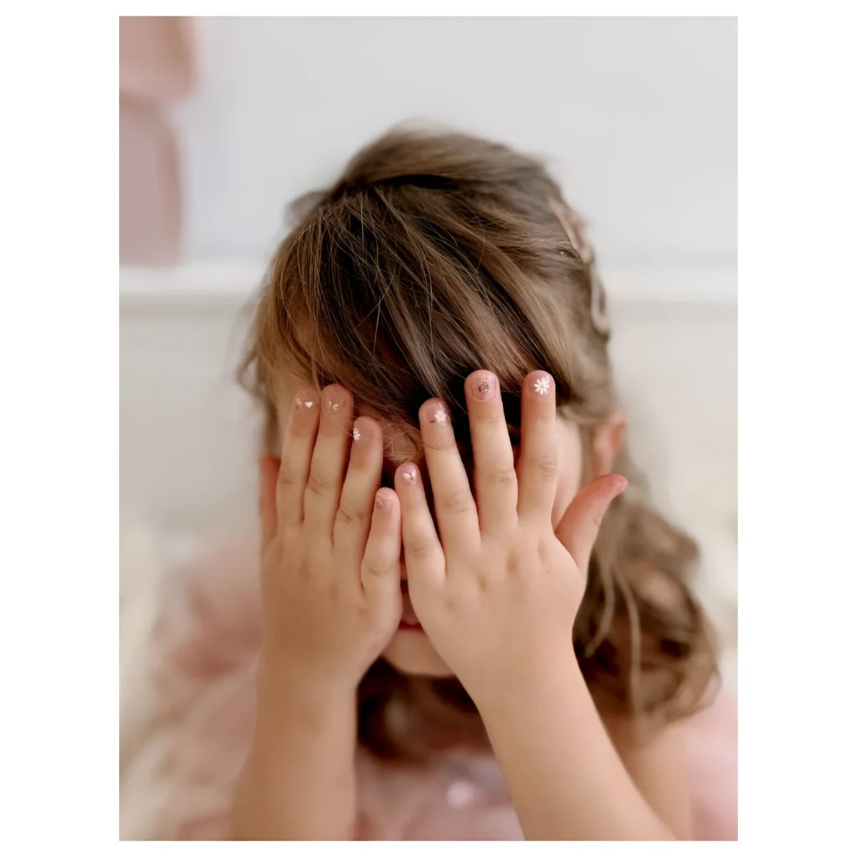 Rosa Glitzer-Nagellack-Set mit goldenen Akzenten für Kids 3D-Nail-Sticker