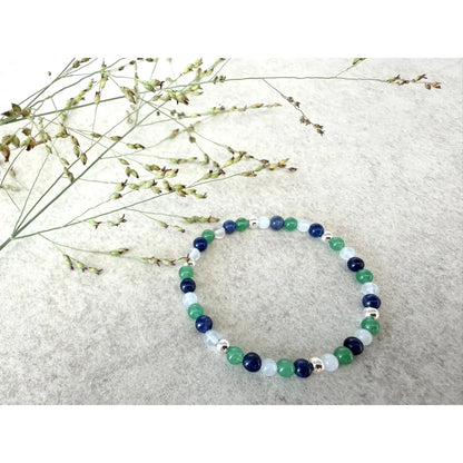 Kinder-Edelsteinarmband zum Kindergarten- und Schulstart | grün, blau