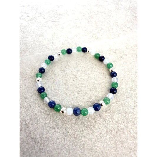 Kinder-Edelsteinarmband zum Kindergarten- und Schulstart | grün, blau