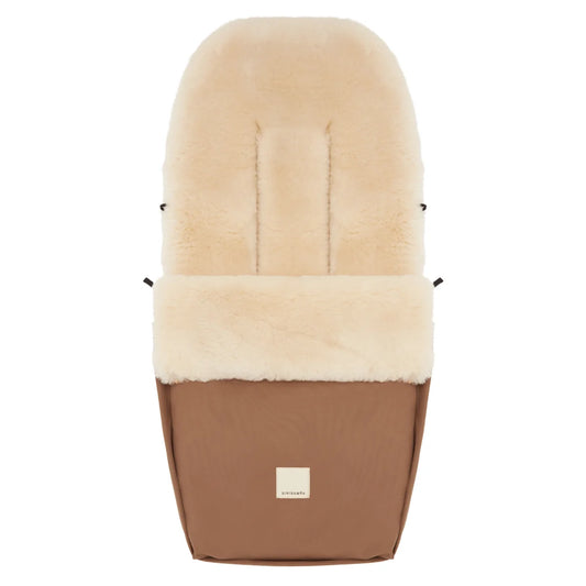 Kinderwagen Fusssack Puffmuff in Beige mit Schafsfellfutter