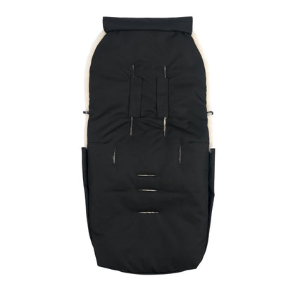 Schwarzer Kinderwagen Fusssack mit Fleece, Harness Slots, Leopard Design