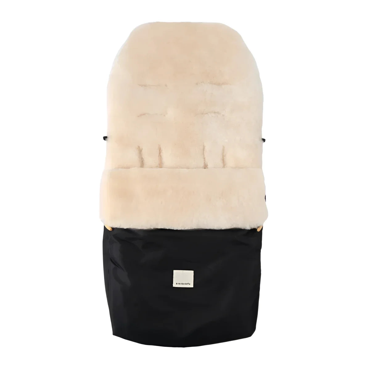 Gemütlicher Kinderwagen Fusssack Puffmuff in Creme und Schwarz für warme Ausflüge