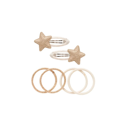 Billy loves Audrey Klammer und Haargummi Set Solo Stern goldene Glitzersterne