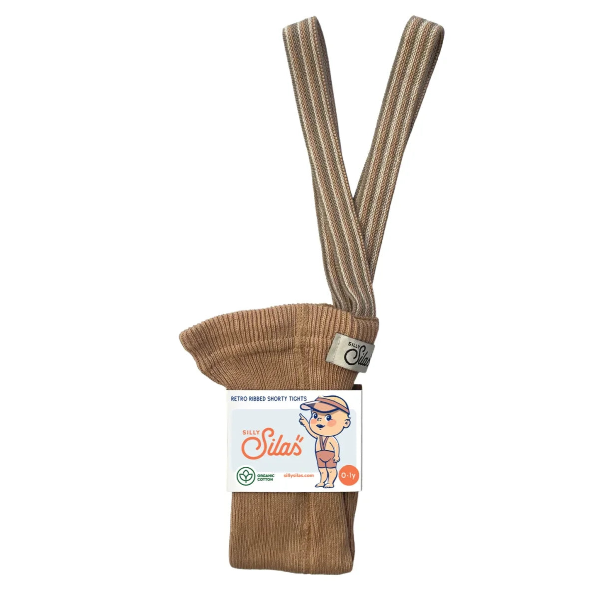 Kurze Strumpfhose mit Träger Light Brown Striped in Beige-Braun gestreift