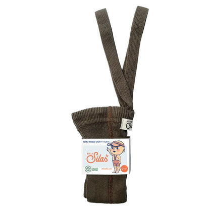 Kurze Strumpfhose mit Trägern von Silly Silas in Seaweed Brown aus Bio-Baumwolle