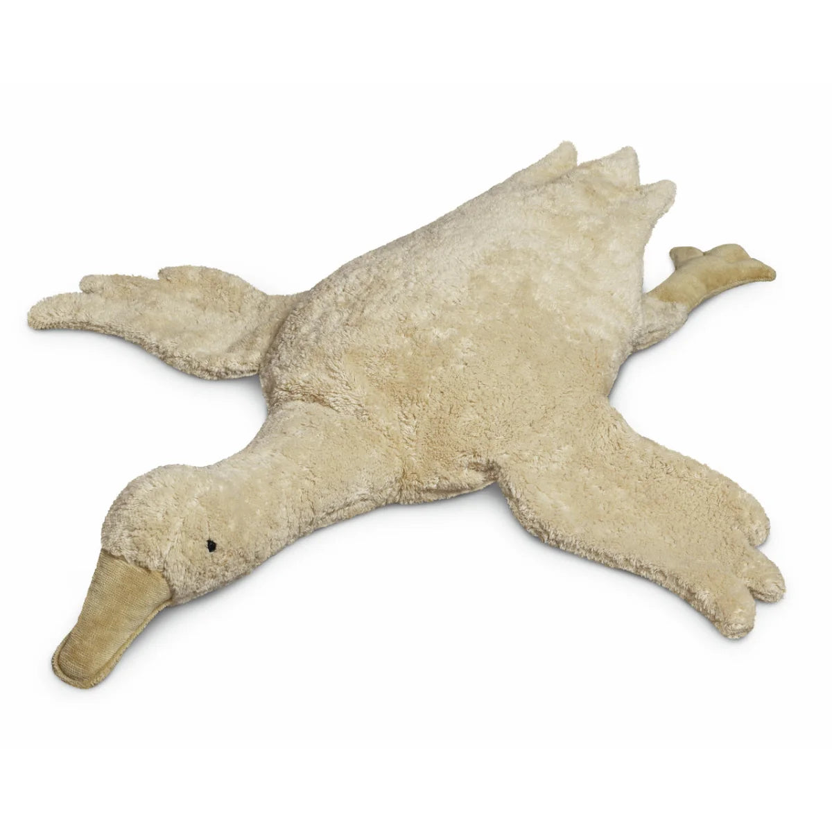 Beige Kuschelgans-Kissen gross aus weichem Leinenstoff mit Nähten