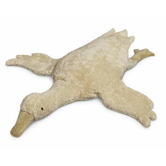 Beige Kuschelgans-Kissen gross aus weichem Leinenstoff mit Nähten