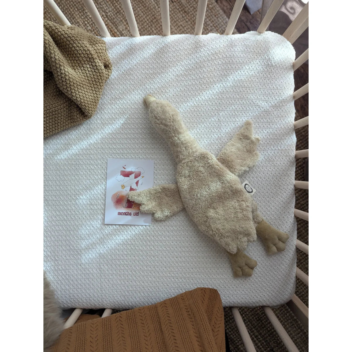 Kleines Kuscheltier Gans aus weichem Leinen, flauschig beige