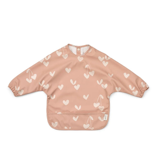 Weiches rosa Lätzchen Cape Merle Sweethearts Pale Tuscany mit Herzen und Kirschen