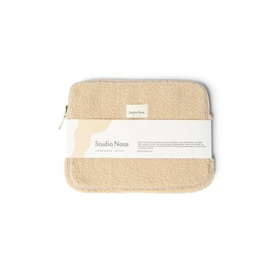 Beiger Laptop Sleeve 13 Zoll Teddy Ecru mit Reißverschluss für optimalen Schutz