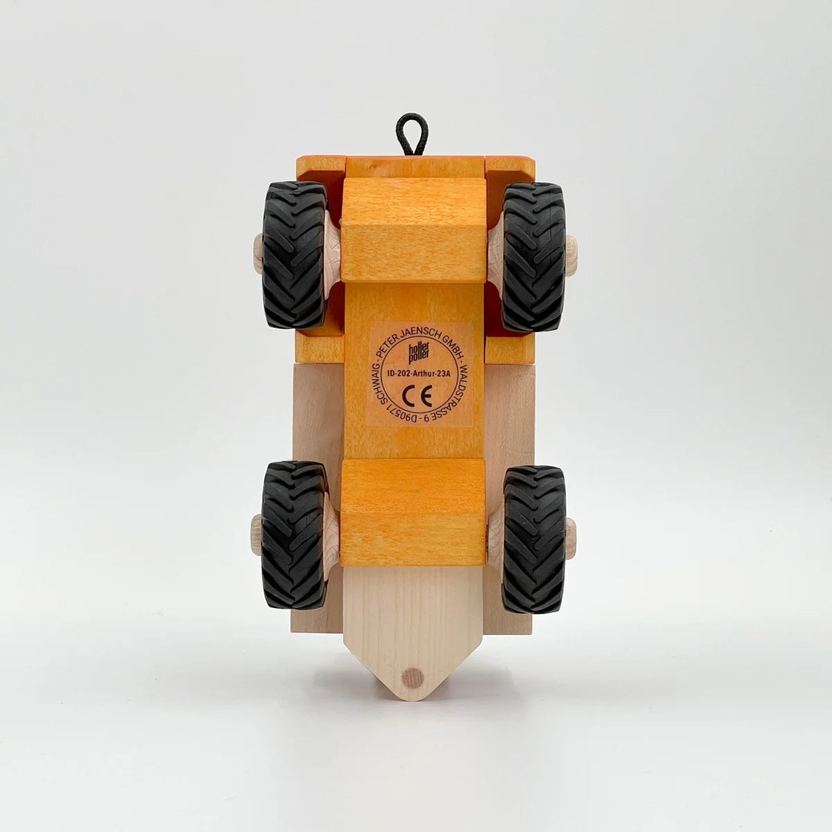 Holzwagen ARTHUR mit schwarzen Reifen, kindgerechtes Spielzeugfahrzeug