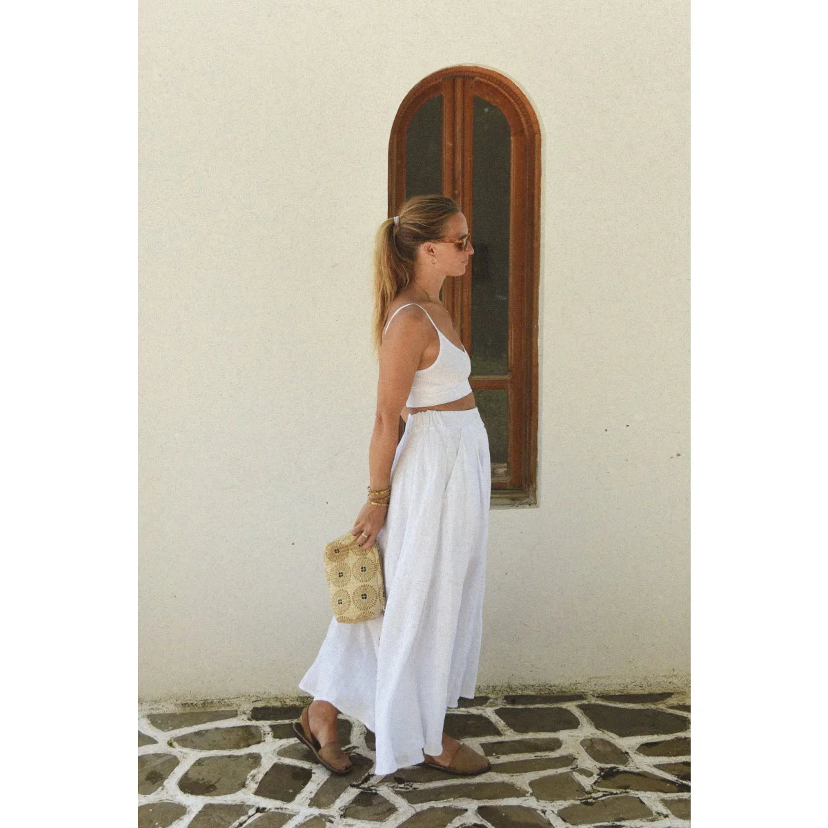 Beachwood Baby Leinen Rock Alba in Blanco