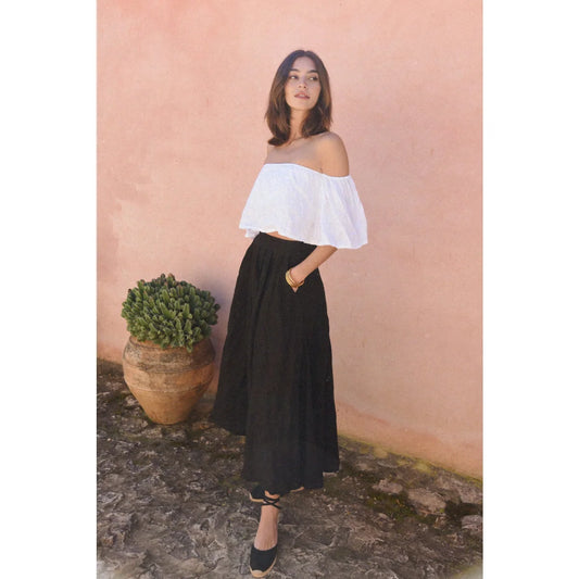 Beachwood Baby Leinen Rock Alba in Noir