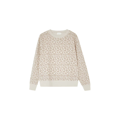 Leo-Sweatshirt für Frauen in Beige Leopardmuster mit entspannter Passform