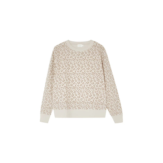 Leo-Sweatshirt für Frauen in Beige Leopardmuster mit entspannter Passform