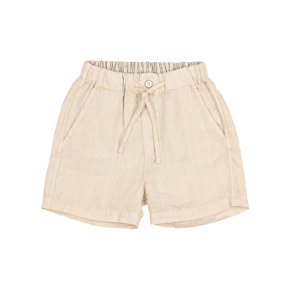 Beige Leinen Bermuda-Shorts mit Kordelzug in Sandfarbe für lässigen Sommerstil