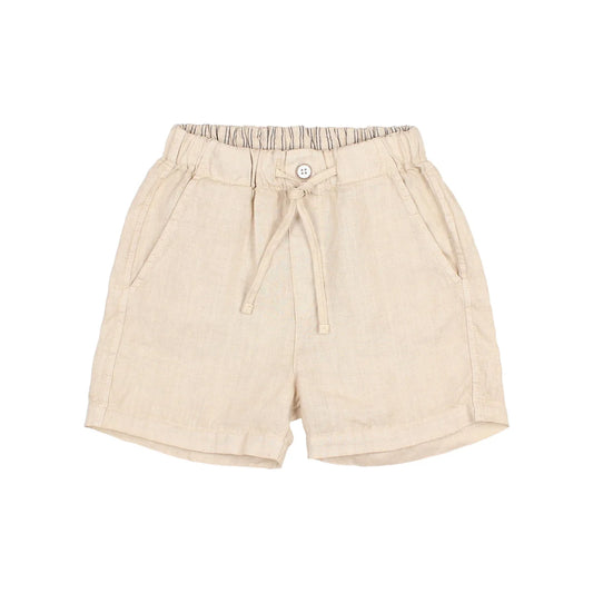 Beige Leinen Bermuda-Shorts mit Kordelzug in Sandfarbe für lässigen Sommerstil