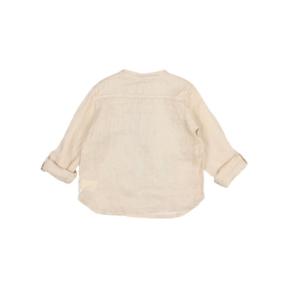 Beige Langärmliges Hemd aus Leinen im Sand- oder Weißton für stilvolle Outfits