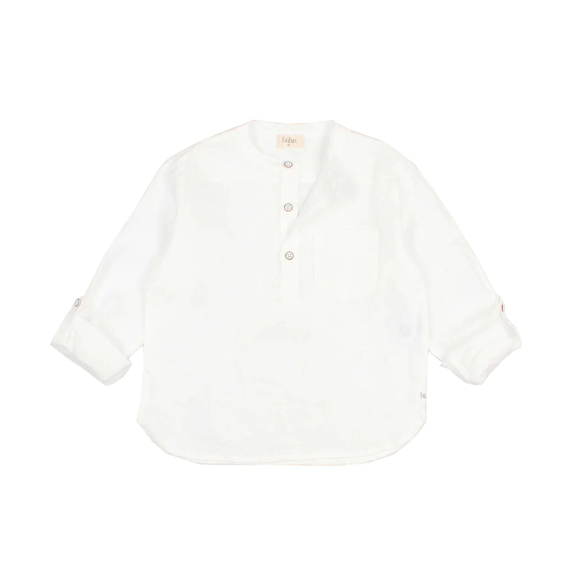 Weißes langärmliges Leinenhemd aus der Kollektion Linen Kurta Shirt in Sand oder Weiß