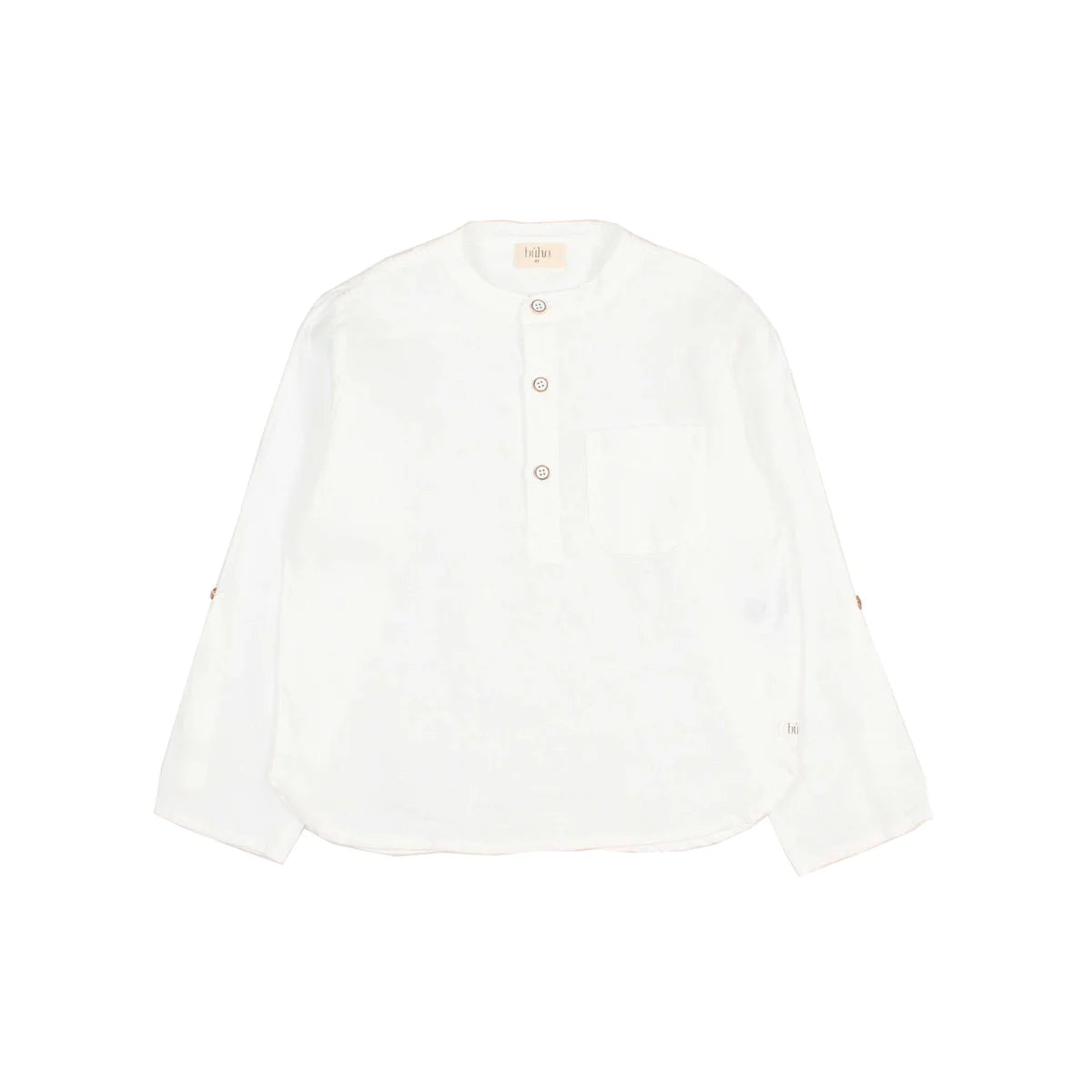 Weißes Langarm-Hemd aus Leinen im Produkt Linen Kurta Shirt in Sand oder Weiß