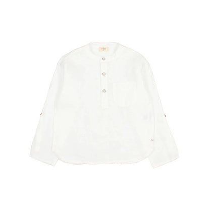 Weißes Langarm-Hemd aus Leinen im Produkt Linen Kurta Shirt in Sand oder Weiß