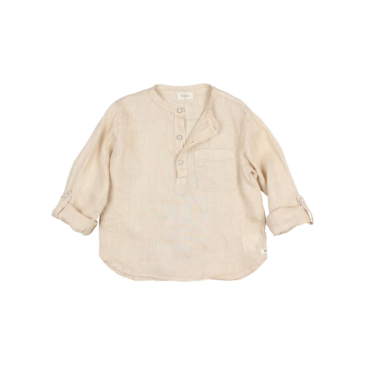 Beige longsleeve Leinenhemd im Produkt Linen Kurta Shirt in Sand oder Weiß