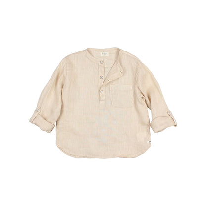 Beige longsleeve Leinenhemd im Produkt Linen Kurta Shirt in Sand oder Weiß